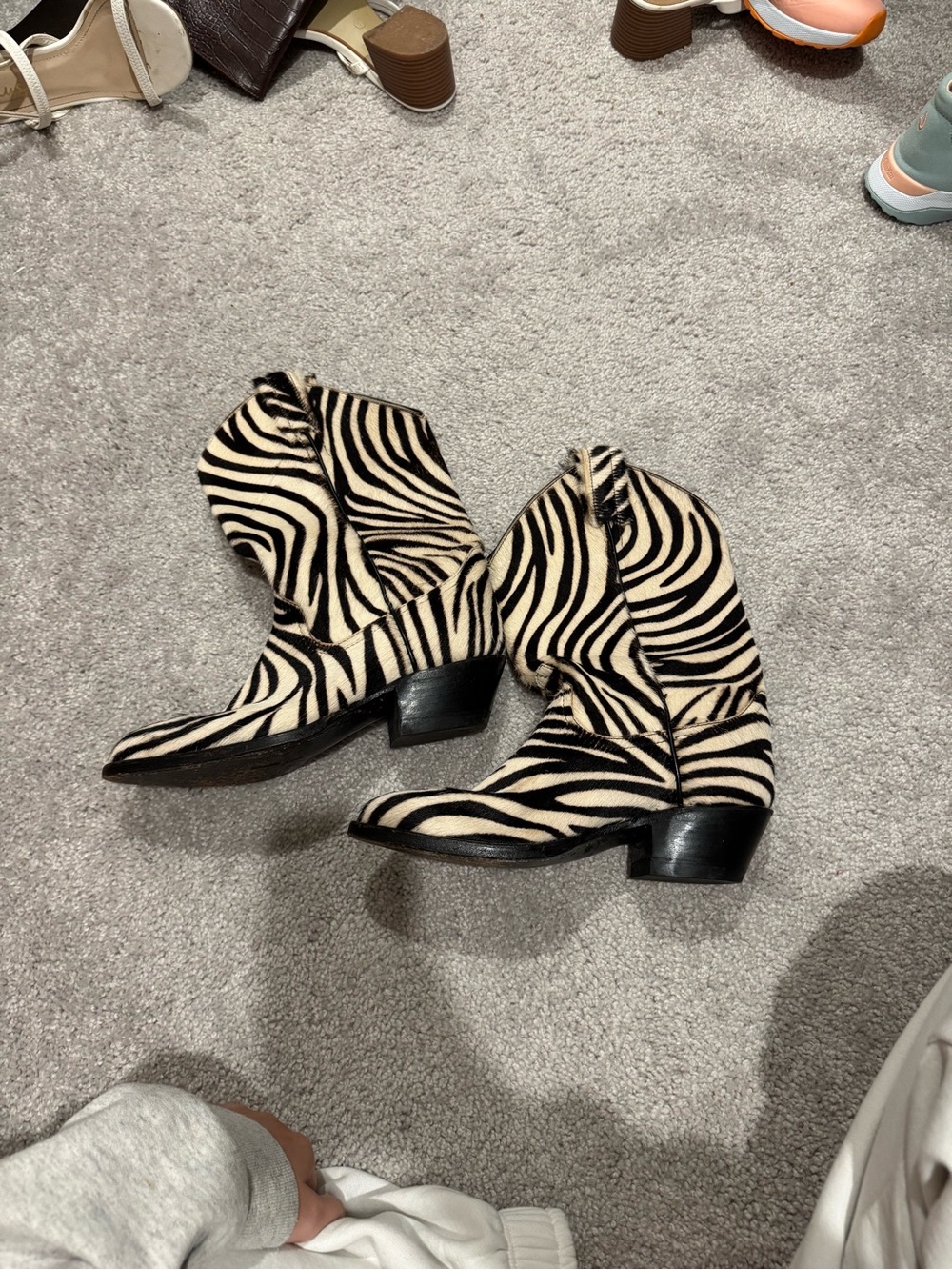 Real Vintage Zebra Women’s Western Boots - Black & Cream